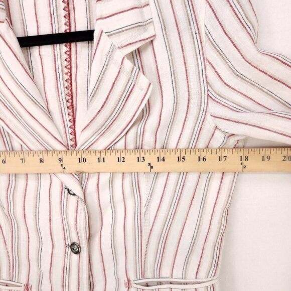 Chico's 100% Linen Button Blazer Jacket Minimalist Size 0 (S/4) Beige Striped - Picture 7 of 9